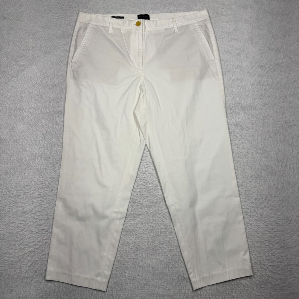 Talbots Relaxed Chino White Pants‎ Cotton Stretch Casual Women's Size 12 (36x26)